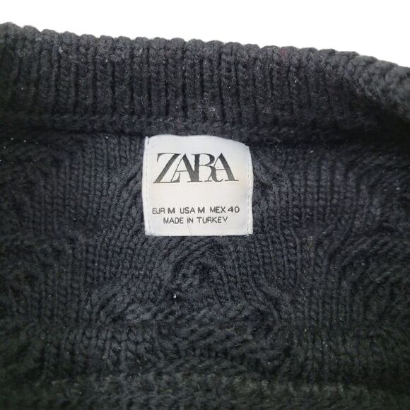 2/$20 Zara Top Fashion Black Crewneck Sweater Size: M - Picture 4 of 5